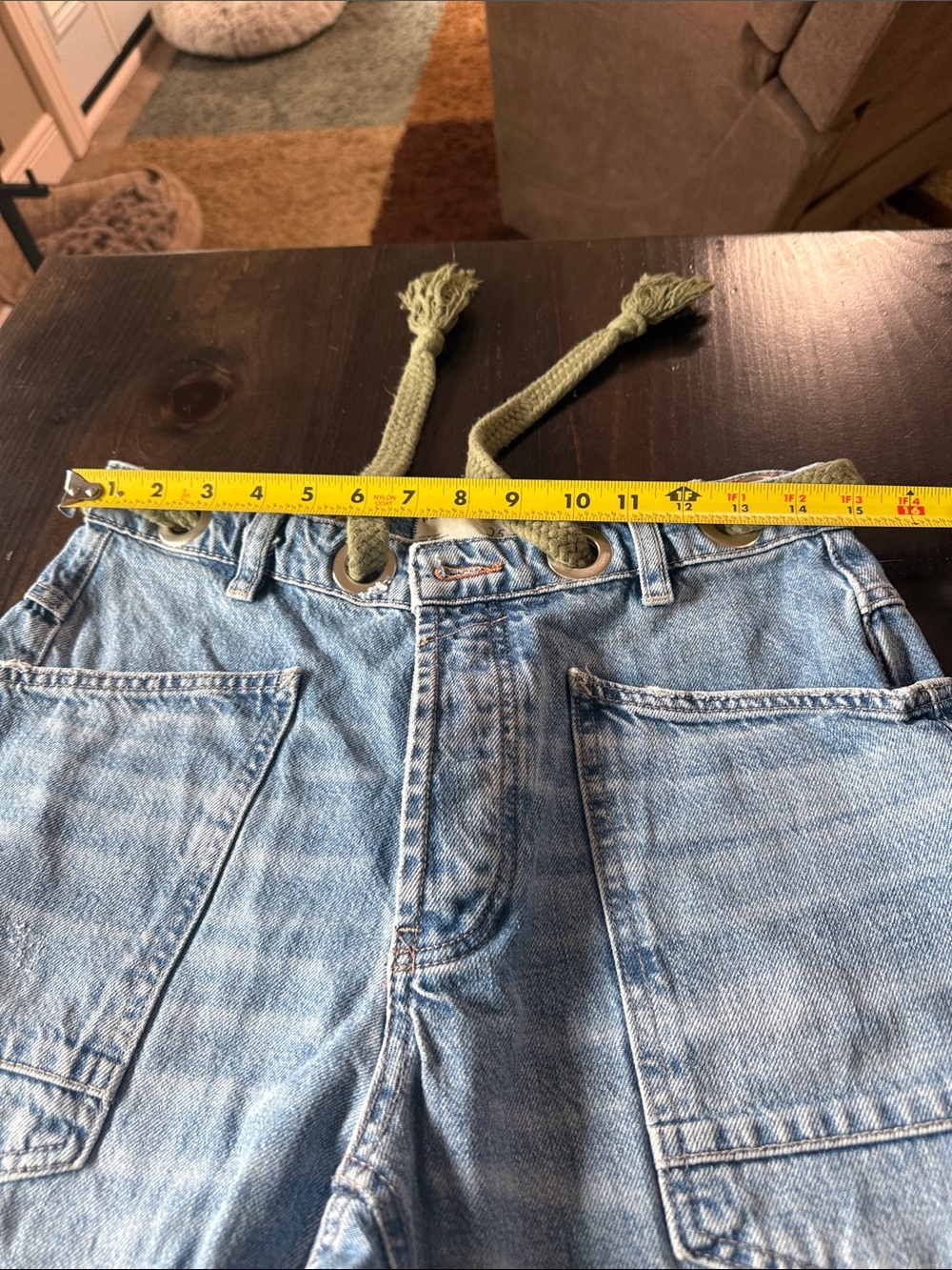 We The Free Light Wash Denim Jeans with Olive Rope Detail - Picture 7 of 10